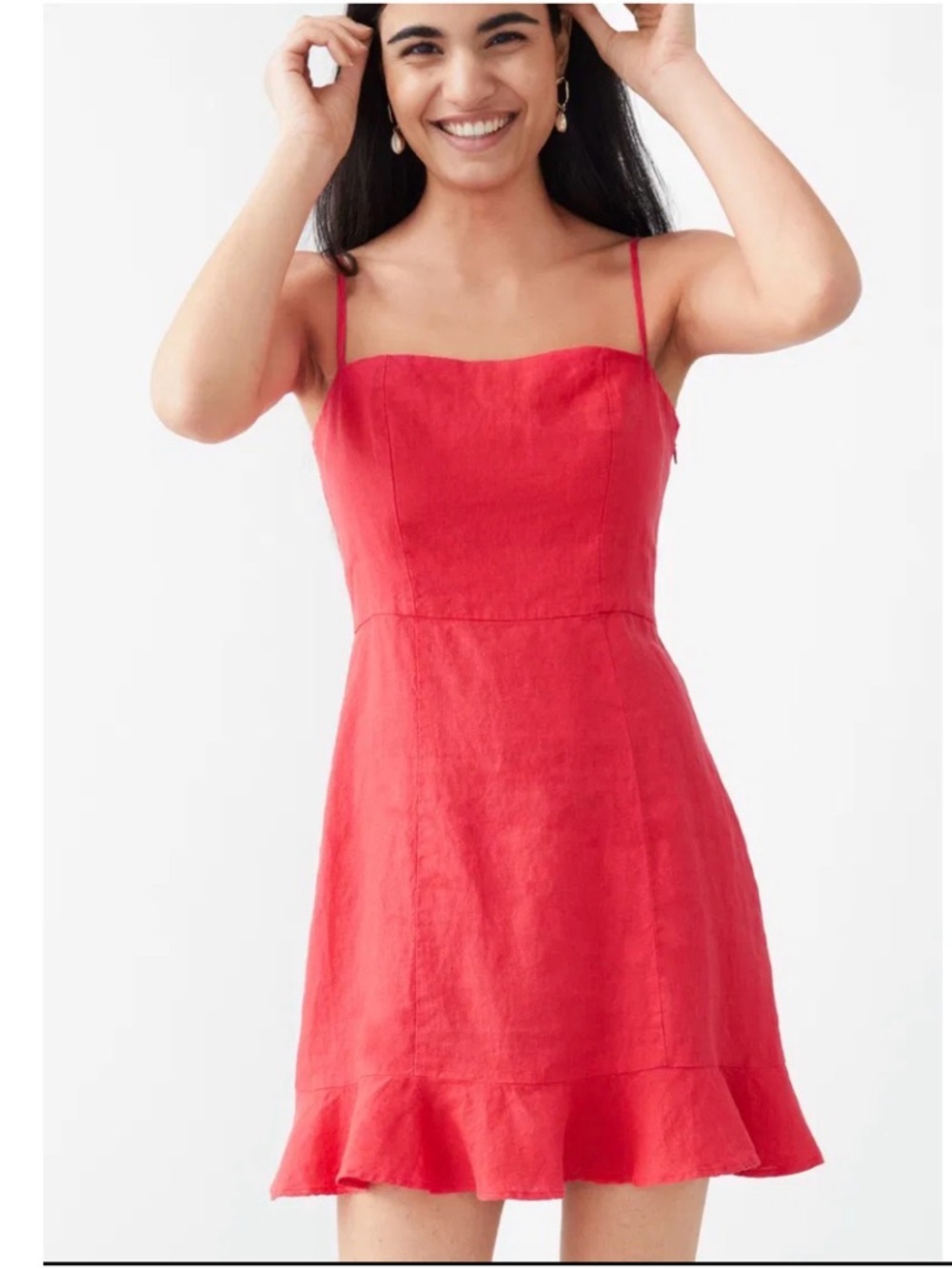 Red Linen Mini Dress